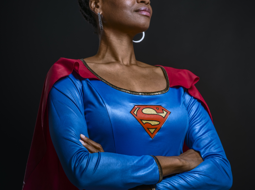 Sonia Thompson in a superman/woman costume
